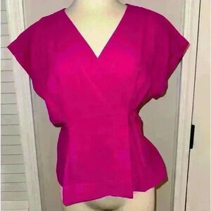 do+be hot pink side wrap around blouse size MED Womens Top  Short Sleeve casual